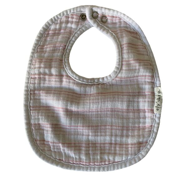 Ely's & Co Muslin Terry Baby Bibs Rose Pink 0-6 Months Qty 3 Solid Stripes Stars - Picture 3 of 9